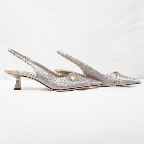 Jimmy Choo Amita 45 Slingback Pumps In Macaron Glitter - Picture 3 of 13